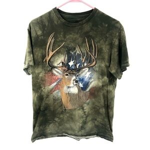 The Mountain Shirt Mens Medium Tie Dye Deer Buck American Flag Larry Zach Casual